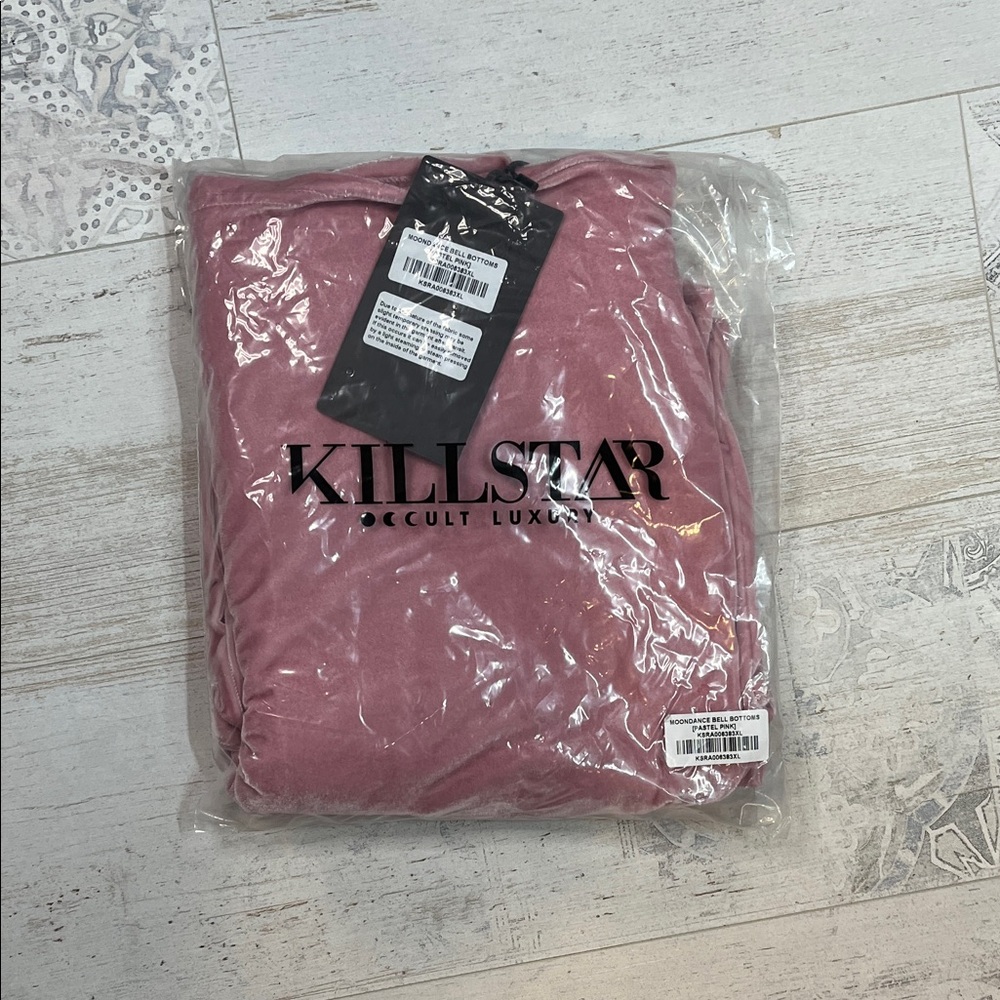 Killstar Pastel Pink Moondance Bell Bottoms Velvet Flare Pants XL - Picture 4 of 12
